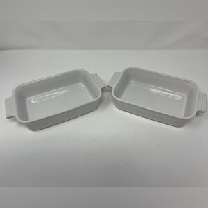 2 x LE CREUSET Stoneware Small Rectangle Baking Dish Casserole White 5x7